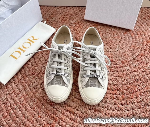 Cheap Price Dior WalknDior Platform Sneakers Gray Dior Oblique Embroidered Cotton Canvas 6070207