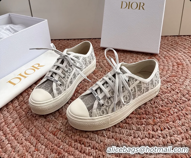 Cheap Price Dior WalknDior Platform Sneakers Gray Dior Oblique Embroidered Cotton Canvas 6070207