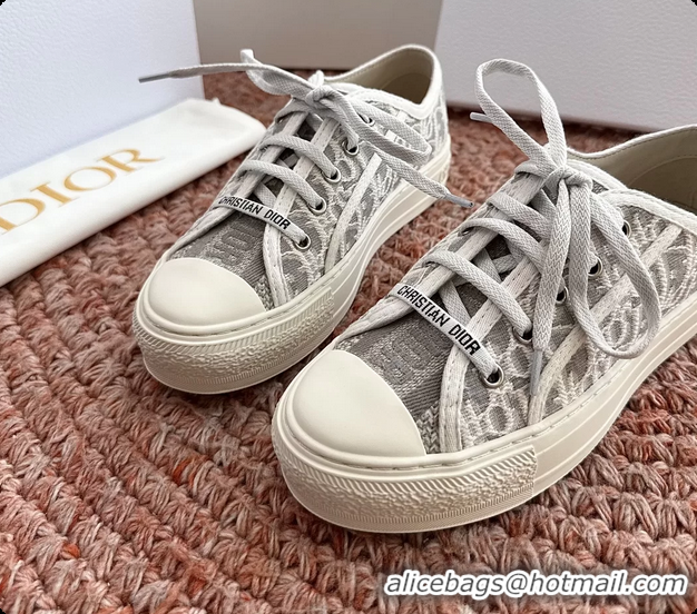 Cheap Price Dior WalknDior Platform Sneakers Gray Dior Oblique Embroidered Cotton Canvas 6070207