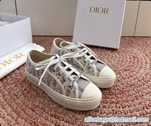 Cheap Price Dior WalknDior Platform Sneakers Gray Dior Oblique Embroidered Cotton Canvas 6070207