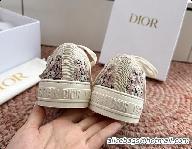 Good Product Dior WalknDior Platform Sneakers Rose des Vents and White Dior Lilac Bouquet Embroidered Cotton 6070207