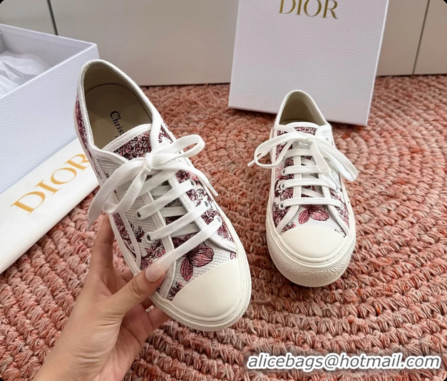 Charming Dior WalknDior Platform Sneakers Rose des Vents and Pink Dior Lilac Bouquet Embroidered Cotton 6070207
