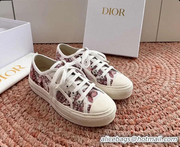 Charming Dior WalknDior Platform Sneakers Rose des Vents and Pink Dior Lilac Bouquet Embroidered Cotton 6070207