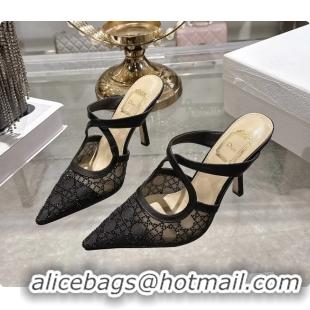 Low Cost Dior Capture Pumps Black Transparent Mesh with Silver Tone 95MM 6070210