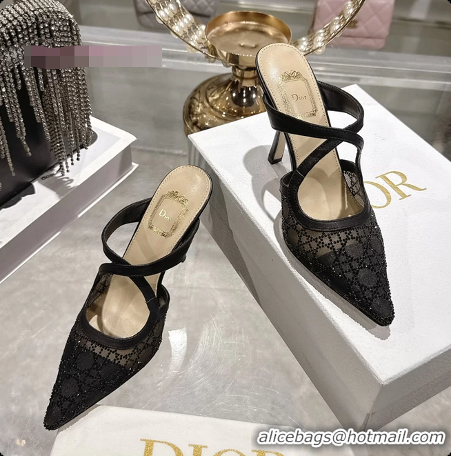 Low Cost Dior Capture Pumps Black Transparent Mesh with Silver Tone 95MM 6070210