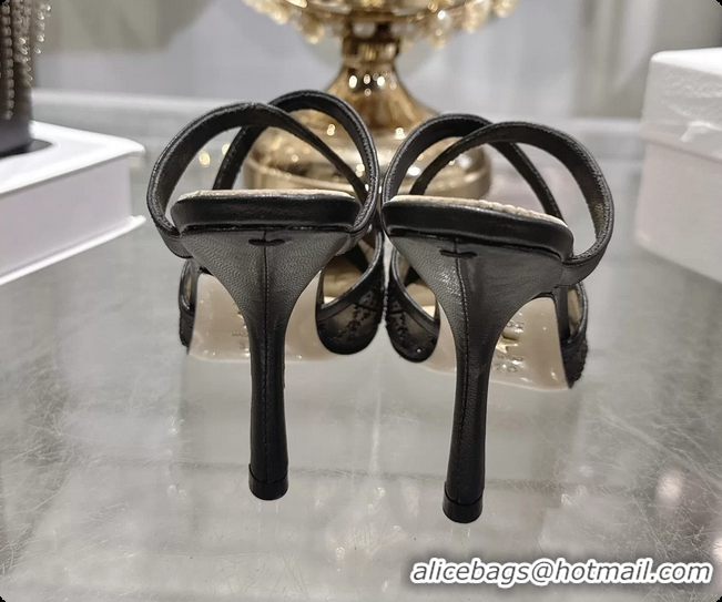 Low Cost Dior Capture Pumps Black Transparent Mesh with Silver Tone 95MM 6070210