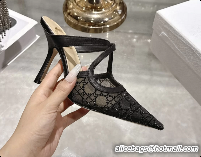 Low Cost Dior Capture Pumps Black Transparent Mesh with Silver Tone 95MM 6070210