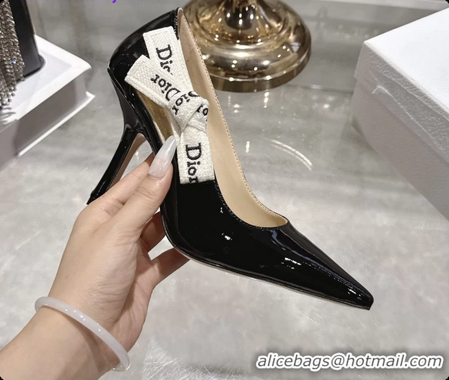 Durable Dior Jadior Slingback Pumps Black Patent Calfskin 95MM 6070214