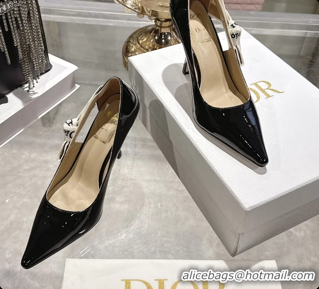 Durable Dior Jadior Slingback Pumps Black Patent Calfskin 95MM 6070214