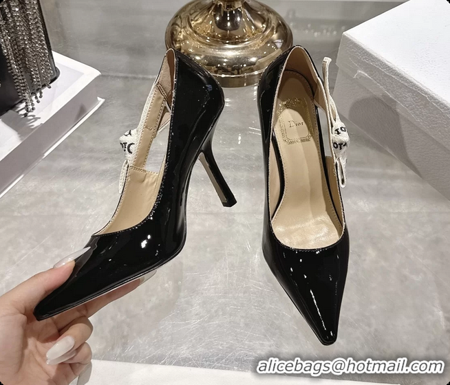 Durable Dior Jadior Slingback Pumps Black Patent Calfskin 95MM 6070214