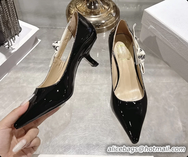 Luxurious Dior Jadior Slingback Pumps Black Patent Calfskin 65MM 6070215
