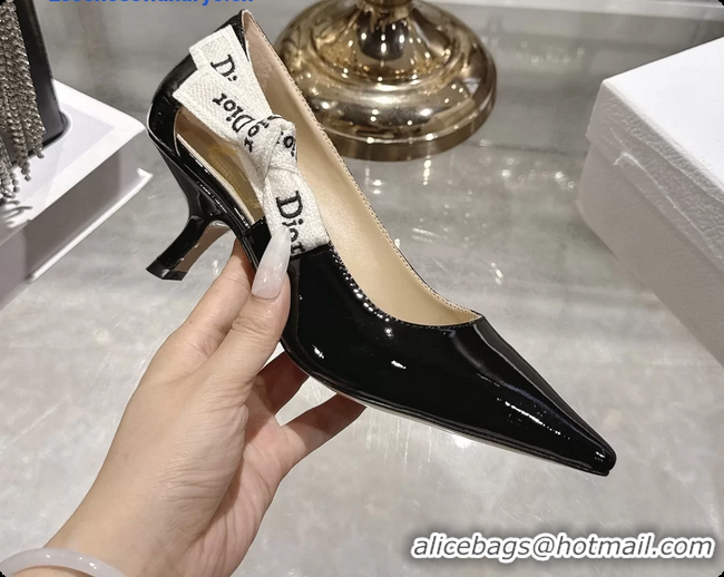 Luxurious Dior Jadior Slingback Pumps Black Patent Calfskin 65MM 6070215