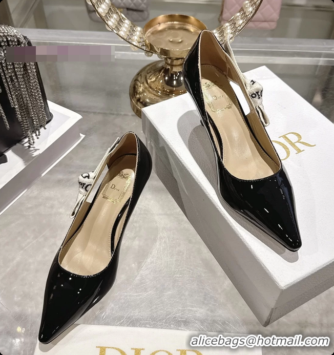 Luxurious Dior Jadior Slingback Pumps Black Patent Calfskin 65MM 6070215