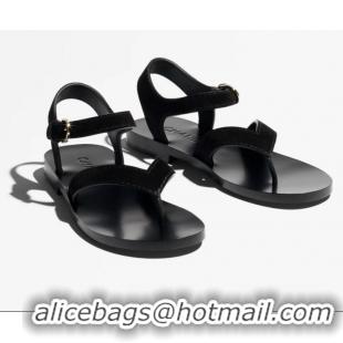 Buy Discount Chanel Sandals In Suede Calfskin CH6983 Black Spring Summer 2026