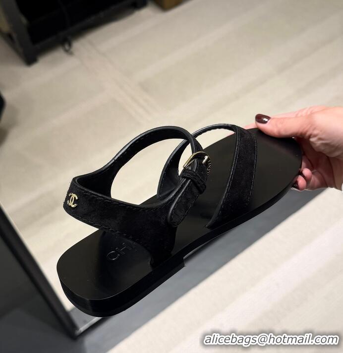 Buy Discount Chanel Sandals In Suede Calfskin CH6983 Black Spring Summer 2026