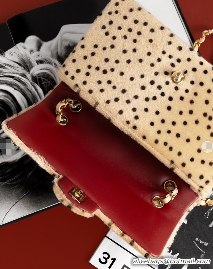 Top Quality Chanel Medium Flap Bag In Pony Hair Cheetah Printed Creative Fabrics CH5210 Light Beige/Black 2026