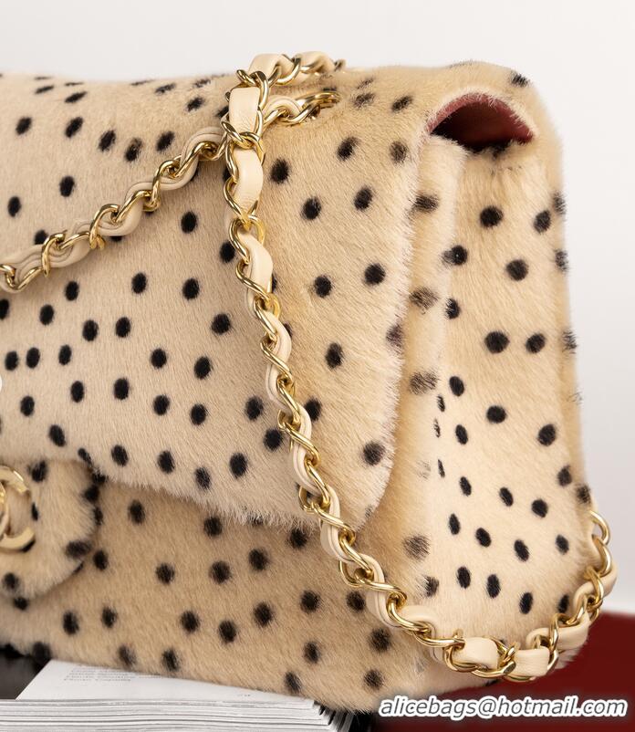 Top Quality Chanel Medium Flap Bag In Pony Hair Cheetah Printed Creative Fabrics CH5210 Light Beige/Black 2026