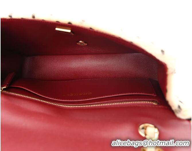 Top Quality Chanel Medium Flap Bag In Pony Hair Cheetah Printed Creative Fabrics CH5210 Light Beige/Black 2026