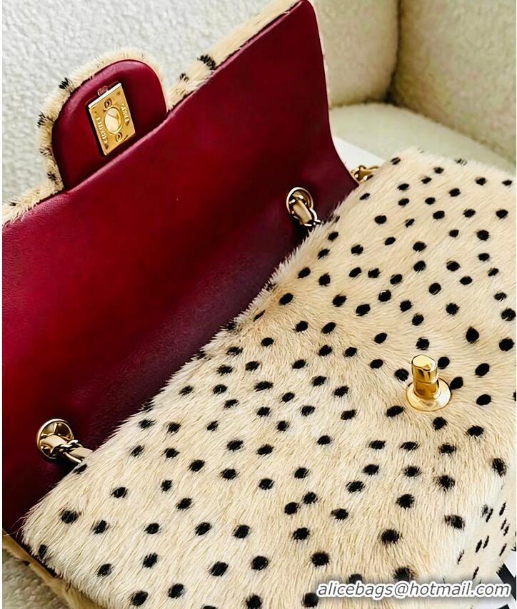 Top Quality Chanel Medium Flap Bag In Pony Hair Cheetah Printed Creative Fabrics CH5210 Light Beige/Black 2026