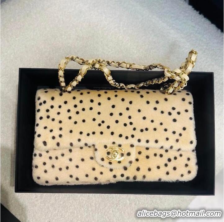 Top Quality Chanel Medium Flap Bag In Pony Hair Cheetah Printed Creative Fabrics CH5210 Light Beige/Black 2026