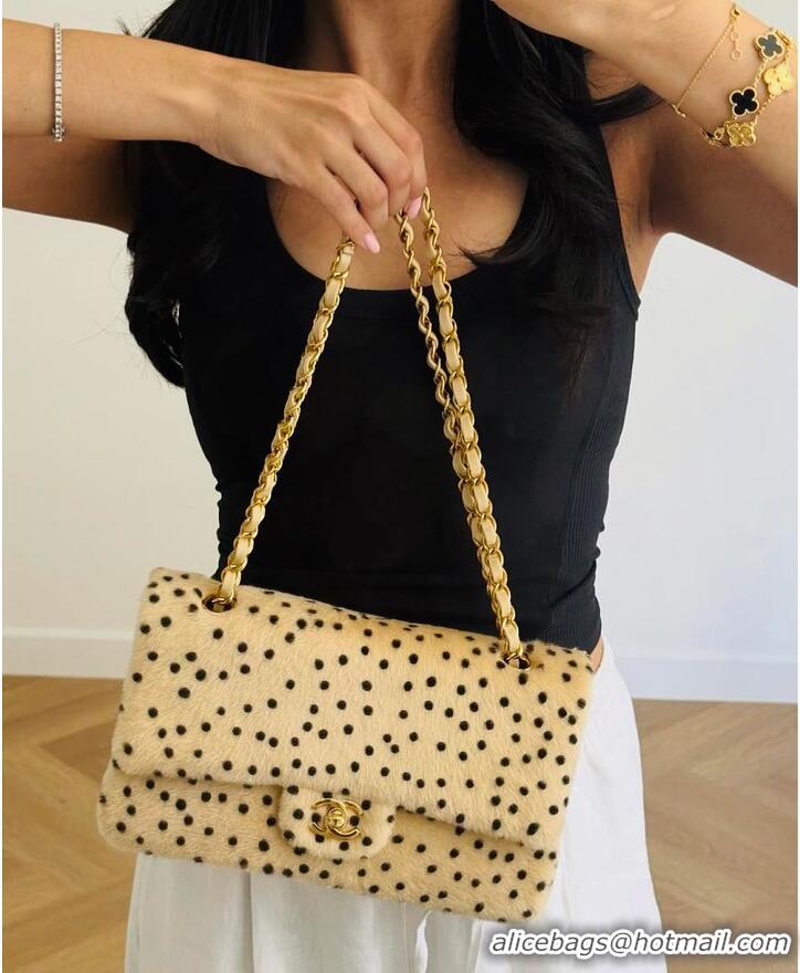 Top Quality Chanel Medium Flap Bag In Pony Hair Cheetah Printed Creative Fabrics CH5210 Light Beige/Black 2026