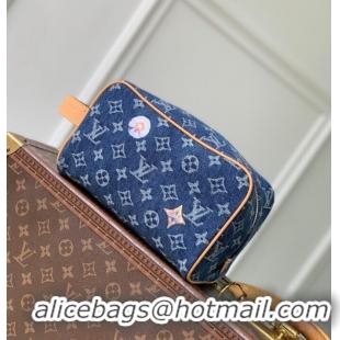 Promotional Louis Vuitton Locker Dopp Kit Monogram Denim Fabric Makeup Bag M28363