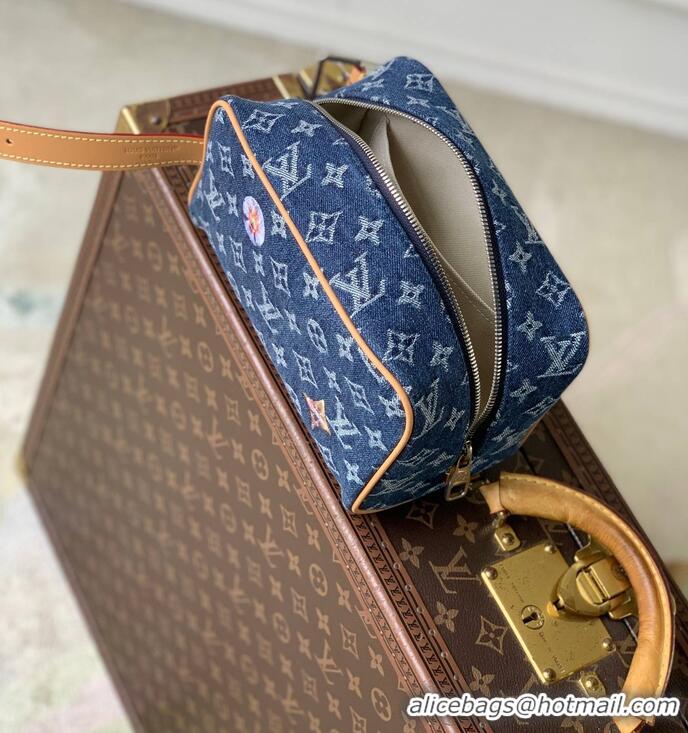 Promotional Louis Vuitton Locker Dopp Kit Monogram Denim Fabric Makeup Bag M28363