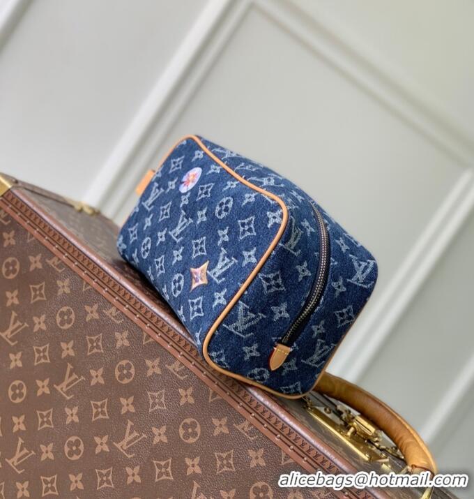 Promotional Louis Vuitton Locker Dopp Kit Monogram Denim Fabric Makeup Bag M28363