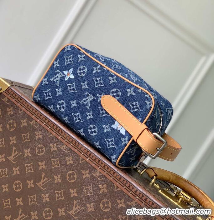 Promotional Louis Vuitton Locker Dopp Kit Monogram Denim Fabric Makeup Bag M28363