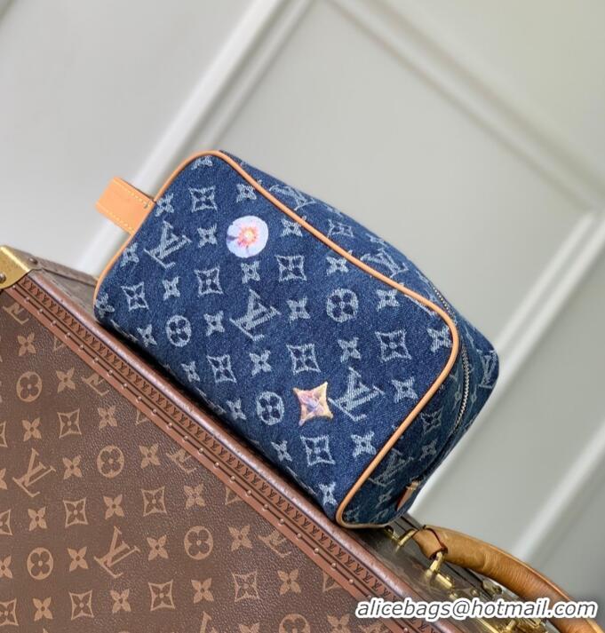 Promotional Louis Vuitton Locker Dopp Kit Monogram Denim Fabric Makeup Bag M28363