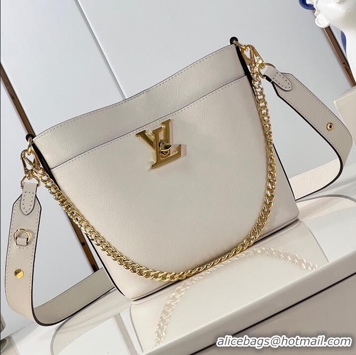 Grade Design Louis Vuitton Lock and Walk Bucket Bag in Grained Leather M24006 White 2026