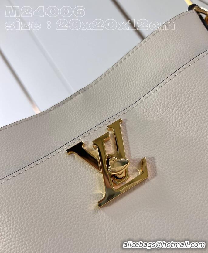 Grade Design Louis Vuitton Lock and Walk Bucket Bag in Grained Leather M24006 White 2026