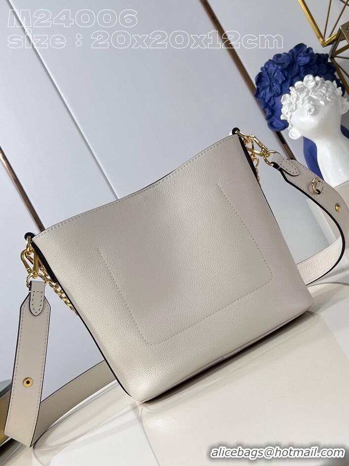 Grade Design Louis Vuitton Lock and Walk Bucket Bag in Grained Leather M24006 White 2026