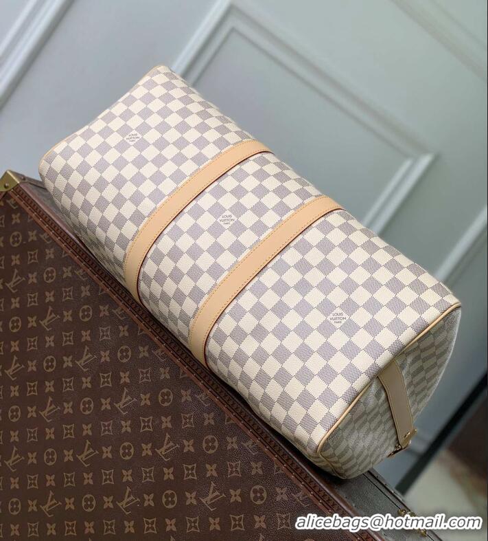 Buy Discount Louis Vuitton Damier Azur Canvas Keepall Bandouliere 45 Checkered Travel Bag N40909