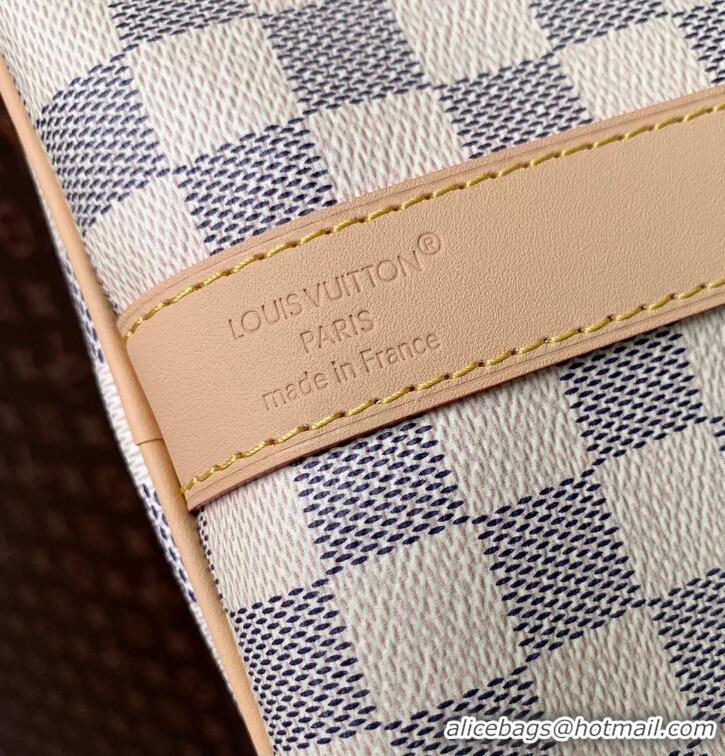 Buy Discount Louis Vuitton Damier Azur Canvas Keepall Bandouliere 45 Checkered Travel Bag N40909