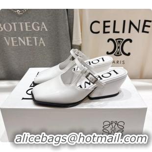 Unique Style Loewe Onda White Brushed Calfskin Leather Slingback Pumps 6070310