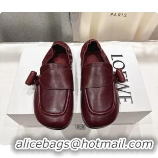 Popular Style Loewe Toggle Loafers Red Shiny Smooth Calfskin Leather 6070312