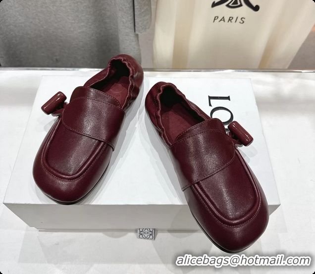 Popular Style Loewe Toggle Loafers Red Shiny Smooth Calfskin Leather 6070312