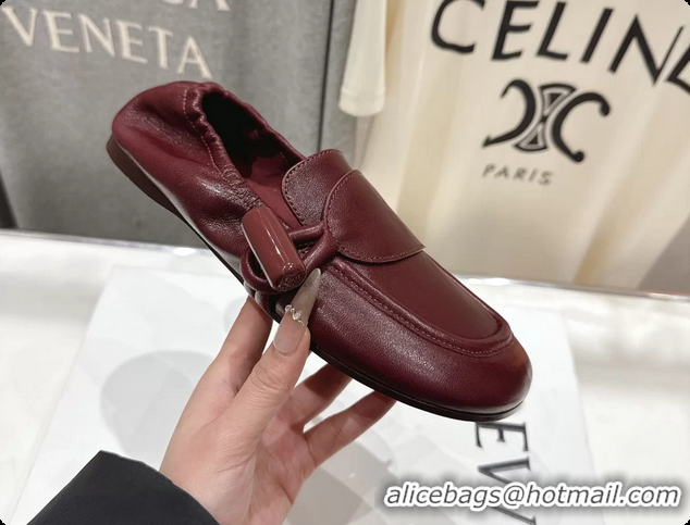 Popular Style Loewe Toggle Loafers Red Shiny Smooth Calfskin Leather 6070312