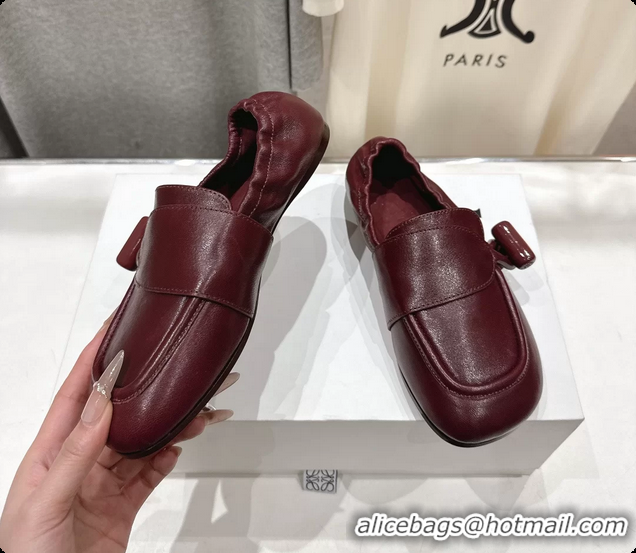 Popular Style Loewe Toggle Loafers Red Shiny Smooth Calfskin Leather 6070312