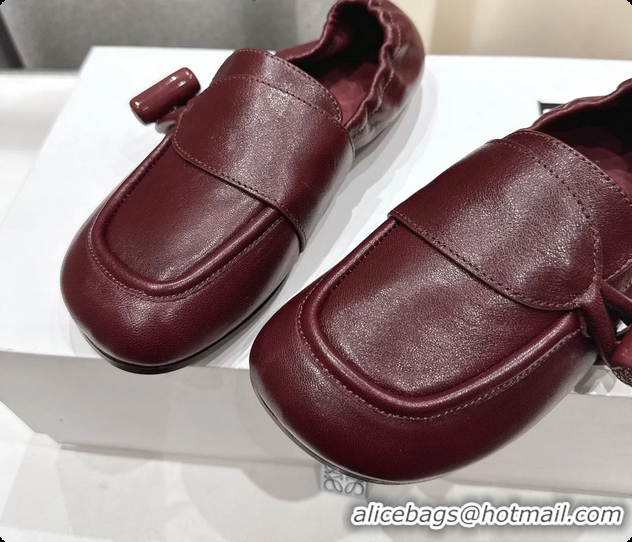 Popular Style Loewe Toggle Loafers Red Shiny Smooth Calfskin Leather 6070312