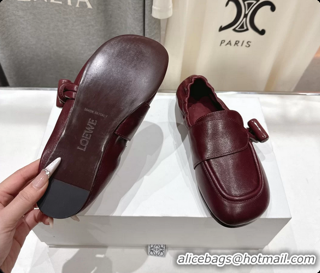 Popular Style Loewe Toggle Loafers Red Shiny Smooth Calfskin Leather 6070312
