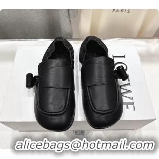 Durable Loewe Toggle Loafers Black Shiny Smooth Calfskin Leather 6070312