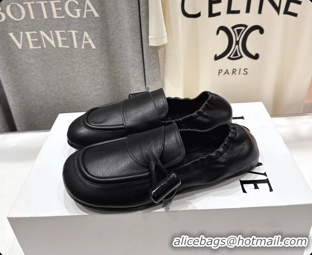 Durable Loewe Toggle Loafers Black Shiny Smooth Calfskin Leather 6070312