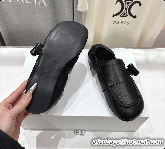 Durable Loewe Toggle Loafers Black Shiny Smooth Calfskin Leather 6070312