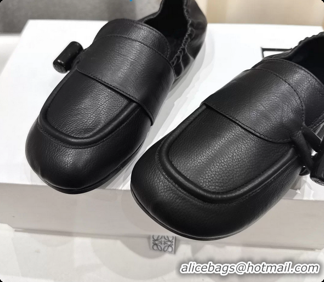 Durable Loewe Toggle Loafers Black Shiny Smooth Calfskin Leather 6070312