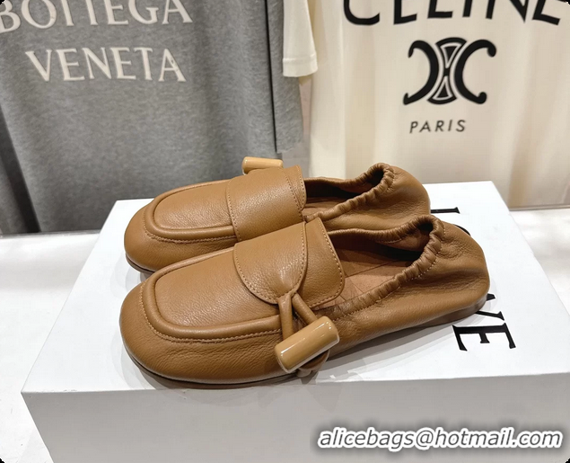 Shop Duplicate Loewe Toggle Loafers Beige Shiny Smooth Calfskin Leather 6070312