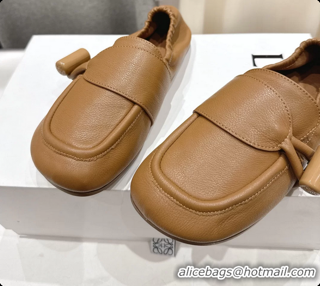 Shop Duplicate Loewe Toggle Loafers Beige Shiny Smooth Calfskin Leather 6070312