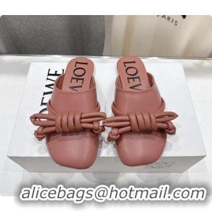 Pretty Style Loewe Flamenco Knot Lambskin Leather Flat Mules Pink 6070313