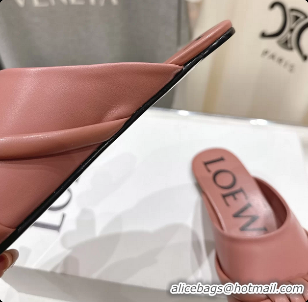 Pretty Style Loewe Flamenco Knot Lambskin Leather Flat Mules Pink 6070313